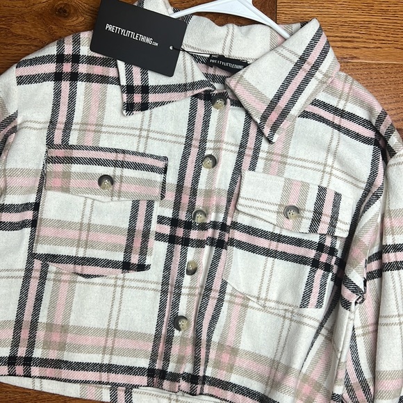 Beige / pink checked cropped shaket - Picture 6 of 8